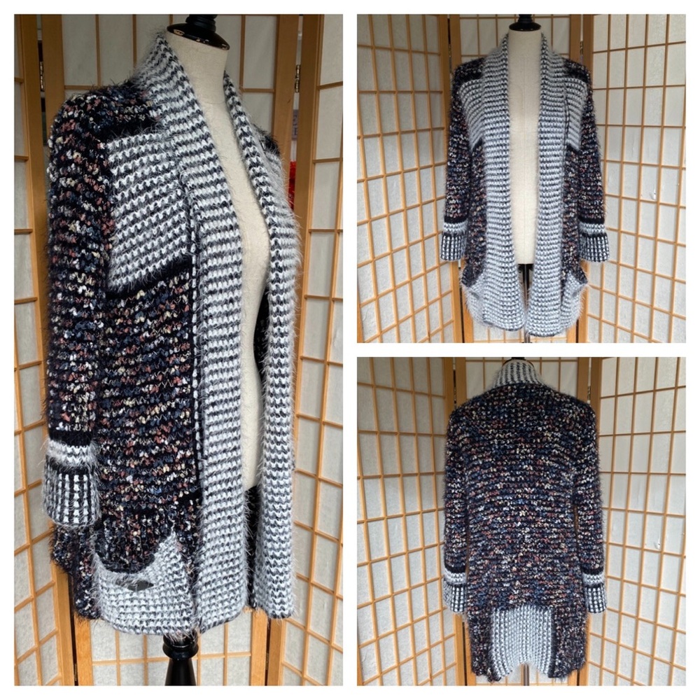 2 Chic Luxe Eyelash Open Front Cardigan Sweater One Size